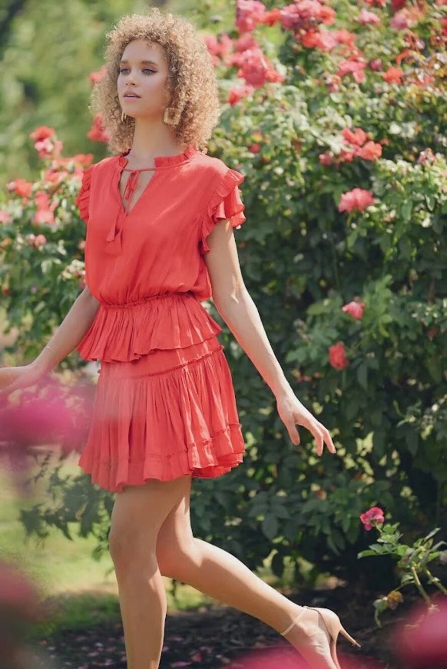 RESET by Jane Ruffle Smocked Tiered Mini Dress Size Small